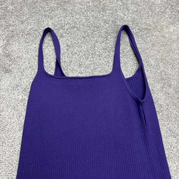 Aritzia Wilfred Saturn Ribbed Knit Bodycon Mini Tank Dress Womens Medium Purple - Picture 3 of 12